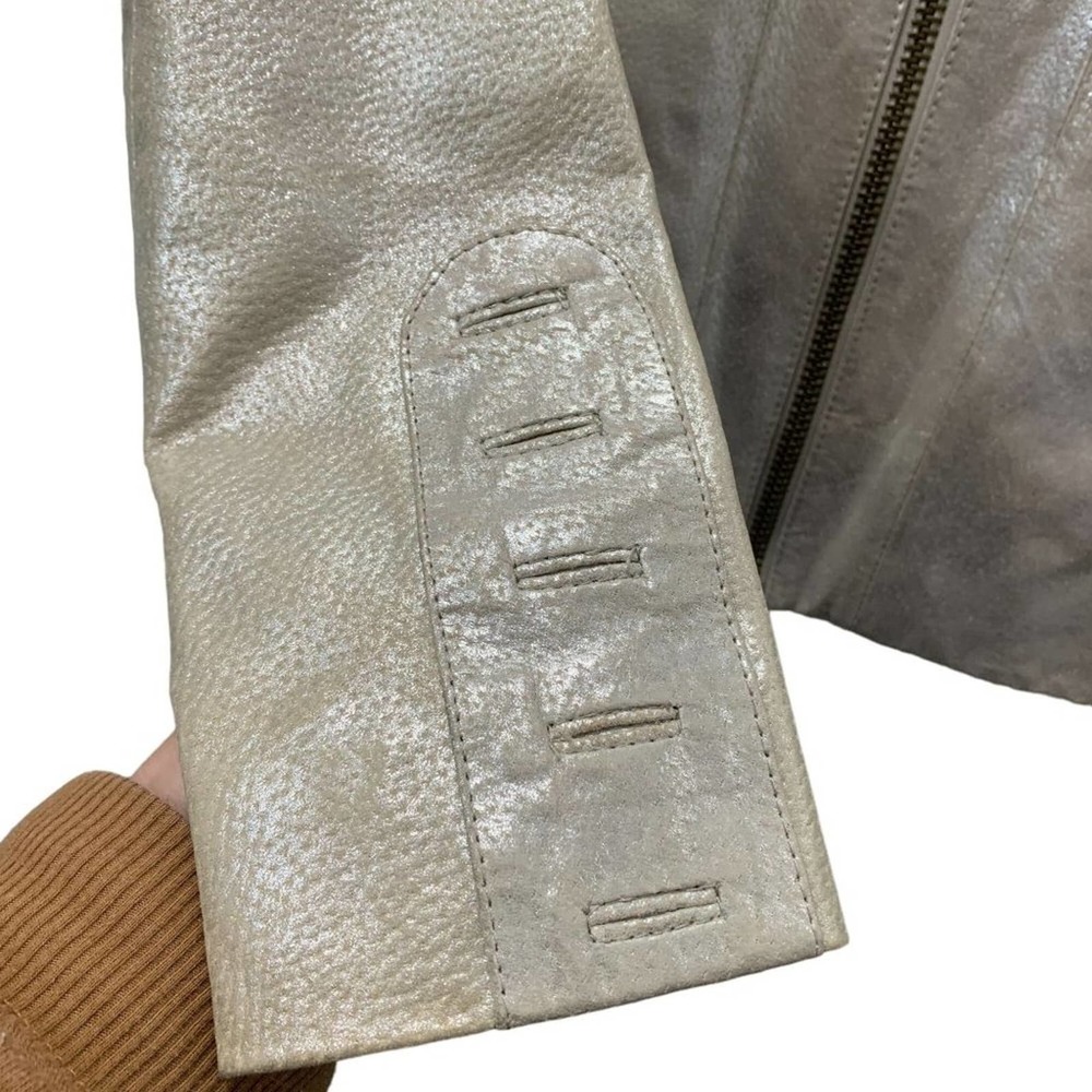 Doma Metallic Leather Motor Jacket Gold Silver Genuine Leather soft S - Picture 7 of 10